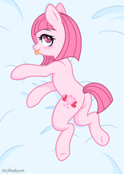 Size: 2080x2920 | Tagged: safe, artist:muhammad yunus, oc, oc:annisa trihapsari, earth pony, pony, :p, annibutt, base used, blushing, butt, cute, earth pony oc, female, looking at you, looking back, looking back at you, mare, plot, smiling, smiling at you, solo, tongue out, watermark