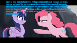 Size: 640x360 | Tagged: safe, edit, edited screencap, screencap, pinkie pie, twilight sparkle, alicorn, earth pony, pony, g4, my little pony: the movie, angron, betrayer, comic, duo, horus heresy, letterboxing, parody, pointing, roboute guilliman, screencap comic, text, twilight sparkle (alicorn), warhammer (game), warhammer 40k