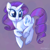 Size: 2048x2048 | Tagged: safe, artist:pfeffaroo, rarity, pony, unicorn, g4, 3d cutie mark, butt, cute, eyeshadow, female, horn, horseshoes, looking back, makeup, mare, open mouth, open smile, plot, purple background, raised hoof, raised leg, raribetes, ringlets, signature, simple background, smiling, solo, turned head, underhoof