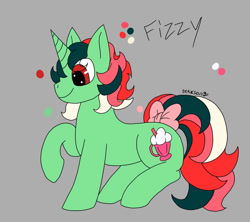 Size: 948x843 | Tagged: safe, artist:grenadesong95, fizzy, pony, unicorn, g1, g4, bow, female, g1 to g4, generation leap, gray background, horn, mare, simple background, solo, tail, tail bow