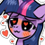 Size: 1236x1236 | Tagged: safe, artist:scandianon, twilight sparkle, pony, unicorn, g4, blushing, female, heart, heart eyes, horn, lidded eyes, mare, outline, owo, simple background, solo, transparent background, unicorn twilight, wingding eyes