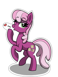 Size: 1500x2000 | Tagged: safe, artist:scandianon, cheerilee, earth pony, pony, g4, blowing a kiss, female, lidded eyes, looking at you, mare, one eye closed, rearing, simple background, solo, standing, standing on one leg, transparent background, wink, winking at you