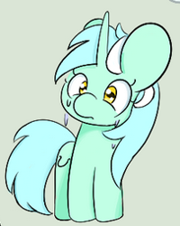 Size: 203x254 | Tagged: artist needed, source needed, safe, lyra heartstrings, pony, unicorn, g4, big ears, crying, female, horn, mare, numget, simple background, solo