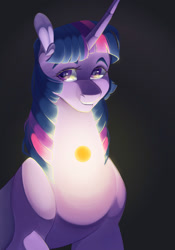 Size: 1399x2000 | Tagged: safe, artist:some-r4ndom-person, twilight sparkle, pony, unicorn, g4, bust, female, gradient background, looking at you, mare, smiling, smiling at you, solo, unicorn twilight
