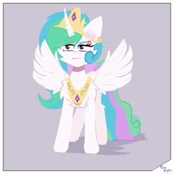 Size: 3000x3000 | Tagged: safe, artist:toxinagraphica, princess celestia, alicorn, pony, g4, angry, crown, horn, jewelry, regalia, simple background, solo, wings