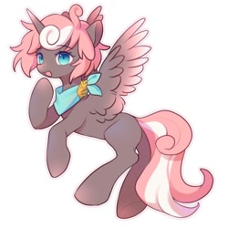 Size: 1500x1500 | Tagged: safe, artist:leafywind, oc, oc only, alicorn, pony, alicorn oc, female, horn, mare, neckerchief, simple background, solo, white background, wings
