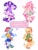 Size: 1463x1949 | Tagged: safe, artist:leafywind, applejack, fluttershy, rainbow dash, twilight sparkle, alicorn, earth pony, pegasus, pony, semi-anthro, g4, applejack's hat, backwards ballcap, bandaid, baseball cap, braid, cap, clothes, cowboy hat, dialogue, female, hat, hoodie, leg warmers, mare, shorts, skateboard, skirt, speech bubble, tongue out, twilight sparkle (alicorn)