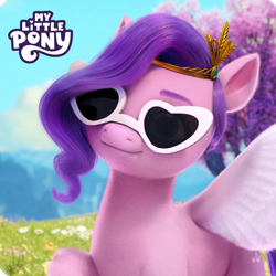 Size: 1000x1000 | Tagged: safe, pipp petals, pegasus, pony, g5, my little pony: make your mark, official, 3d, adorapipp, avatar, cute, logo, raised hoof, smiling, sunglasses, weixin