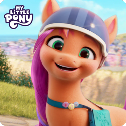 Size: 1000x1000 | Tagged: safe, sunny starscout, earth pony, pony, g5, my little pony: a new generation, my little pony: make your mark, official, 3d, avatar, braid, helmet, logo, looking at you, multicolored hair, rainbow hair, smiling, smiling at you, weixin