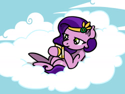 Size: 1800x1350 | Tagged: safe, artist:flutterluv, pipp petals, pegasus, pony, g5, cellphone, chillaxing, cloud, colored hooves, female, headpiece, lidded eyes, lying down, lying on a cloud, mare, on a cloud, phone, relaxed, sky, smartphone, solo