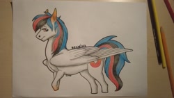 Size: 2560x1440 | Tagged: safe, artist:reamina, oc, oc only, oc:star sweet, pegasus, pony, female, mare, solo, traditional art
