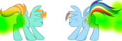 Size: 1280x437 | Tagged: safe, lightning dust, rainbow dash, pegasus, pony, g4, butt, duo, fart, fart cloud, farting contest, female, lightning butt, plot, plot pair, rainbutt dash, simple background, transparent background, vector