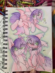 Size: 3024x4032 | Tagged: safe, artist:php193, oc, unnamed oc, bat, bat pony, colored, crayon drawing, traditional art