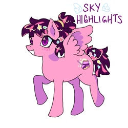 Size: 1378x1378 | Tagged: safe, artist:facecam, oc, oc only, oc:sky highlights, pegasus, pony, g4, pegasus oc, simple background, solo, white background