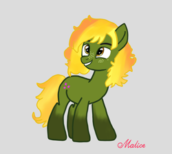 Size: 2300x2048 | Tagged: safe, artist:malice-may, oc, oc only, oc:field flower, earth pony, pony, g4, blonde, earth pony oc, female, gray background, green fur, mare, pathfinder, simple background, solo, teacher, younger