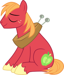 Size: 3000x3549 | Tagged: safe, artist:cloudy glow, big macintosh, earth pony, pony, g4, the break up breakdown, .ai available, eyes closed, high res, male, simple background, sitting, smiling, solo, stallion, transparent background, unshorn fetlocks, vector