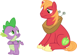 Size: 4211x3000 | Tagged: safe, artist:cloudy glow, big macintosh, spike, dragon, earth pony, pony, g4, the break up breakdown, .ai available, duo, high res, male, simple background, sitting, stallion, transparent background, unshorn fetlocks, vector