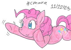 Size: 923x650 | Tagged: safe, artist:cmara, pinkie pie, earth pony, g4, female, simple background, solo, white background