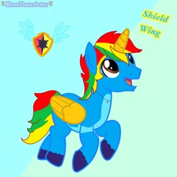 Size: 1280x1280 | Tagged: safe, artist:rosedoesart01, oc, oc only, oc:shield wing, alicorn, pony, g4, cutie mark, male, reference sheet, solo