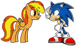 Size: 695x422 | Tagged: safe, artist:noi kincade, oc, oc:firey ratchet, pegasus, g4, crossover, male, simple background, sonic the hedgehog, sonic the hedgehog (series), transparent background