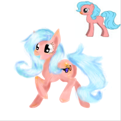 Size: 512x509 | Tagged: safe, artist:kasytheshark, oc, oc only, earth pony, pony, 2013, earth pony oc, female, mare, open mouth, open smile, raised hoof, raised leg, simple background, smiling, solo, tail, white background