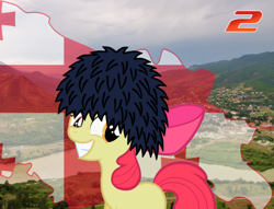 Size: 1068x816 | Tagged: safe, apple bloom, g4, flag, georgia (country), georgian flag, hat, irl, map, photo, solo
