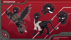 Size: 1920x1080 | Tagged: safe, artist:willoillo, oc, griffon, fallout equestria, body armor, commission, emotes, griffon oc, gun, reference sheet, rifle, weapon