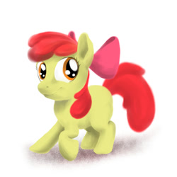 Size: 900x900 | Tagged: safe, artist:tres-apples, apple bloom, earth pony, pony, g4, bow, female, filly, foal, hair bow, simple background, solo, white background