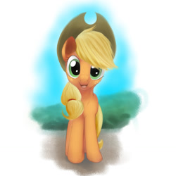 Size: 1280x1280 | Tagged: safe, artist:tres-apples, applejack, earth pony, pony, g4, cute, female, happy, jackabetes, looking at you, smiling, solo