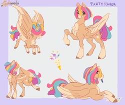 Size: 2183x1836 | Tagged: safe, artist:sabiwabii, oc, oc only, oc:party favor, pegasus, pony, coat markings, facial markings, flying, light blue background, lying down, magical lesbian spawn, mealy mouth (coat marking), offspring, pale belly, parent:pinkie pie, parent:rainbow dash, parents:pinkiedash, prone, raised hoof, simple background, socks (coat markings), solo, spread wings, wings