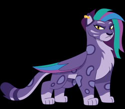 Size: 720x631 | Tagged: safe, artist:prixy05, edit, allura, aq bars, big cat, leopard, snow leopard, g5, my little pony: tell your tale, adorallura, black background, countershading, cute, female, grumpy, helix piercing, simple background, solo