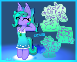 Size: 5000x4000 | Tagged: safe, artist:silvaqular, oc, oc:cyanette, earth pony, pony, semi-anthro, bipedal, blushing, bow, clothes, cute, date, dress, dressup, ear piercing, earring, earth pony oc, expressions, facial expressions, fancy, female, gasping, gradient, gradient dress, hair bow, happy, jewelry, leaning on table, mare, necklace, night, piercing, ponytail, pretty, questioning, shading, shading practice, shy, sketch, sketch dump, solo, spotlight, standing, stars, swirls, waving