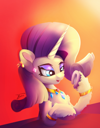 Size: 2310x2968 | Tagged: safe, artist:tyleks, rarity, pony, unicorn, g4, cute, female, high res, horn, mare, signature, simple background, smiling, solo