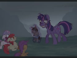 Size: 1600x1200 | Tagged: safe, artist:emptinesst6, apple bloom, scootaloo, smarty pants, sweetie belle, twilight sparkle, earth pony, pegasus, pony, unicorn, g4, lesson zero, cutie mark crusaders, female, filly, foal, horn, magic, mare, telekinesis