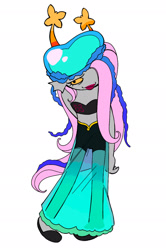 Size: 1258x1895 | Tagged: safe, artist:ohmeiios, fluttershy, jellyfish, g4, homestuck, race swap, simple background, solo, troll (homestuck), white background
