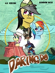 Size: 768x1024 | Tagged: safe, ahuizotl, daring do, doctor caballeron, fluttershy, rainbow dash, pony, g4, ponified, poster, uncharted