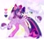 Size: 2088x1846 | Tagged: safe, artist:emoboy130, twilight sparkle, alicorn, pony, g4, :3, abstract background, alternate cutie mark, alternate design, alternate hairstyle, bandaid, bow, chest fluff, coat markings, color palette, colored eartips, colored hooves, colored horn, colored pinnae, colored wings, colored wingtips, coquette, ear fluff, ear piercing, earring, facial markings, female, folded wings, hair bow, horn, jewelry, long mane, long tail, looking away, mare, multicolored mane, multicolored tail, necklace, open mouth, open smile, pearl necklace, piercing, ponytail, purple coat, purple eyes, rainbow, rearing, shiny hooves, shiny mane, shiny tail, signature, smiling, snip (coat marking), socks (coat markings), solo, tail, tied mane, twilight sparkle (alicorn), two toned wings, unicorn horn, unshorn fetlocks, wingding eyes, wings, zoom layer