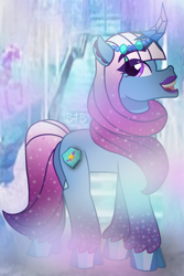 Size: 2513x3770 | Tagged: safe, artist:baconforbreakfast426, stardance, auroricorn, pony, g5, my little pony: tell your tale, the blockywockys, spoiler:g5, spoiler:my little pony: tell your tale, spoiler:tyts02e00, cloven hooves, female, horn, mare, open mouth, open smile, signature, smiling, solo, tail, unshorn fetlocks