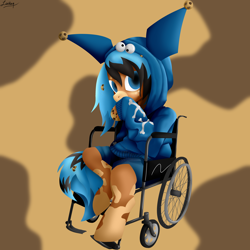 Size: 3200x3200 | Tagged: safe, artist:leddaq, oc, oc only, pony, clothes, commission, hoodie, solo, wheelchair