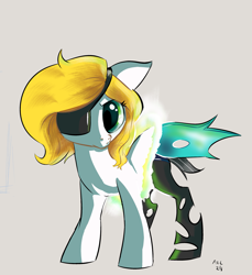 Size: 2779x3035 | Tagged: safe, oc, oc only, oc:swift wing, changeling, pegasus, pony, eyepatch, female, mare, simple background, solo, wings