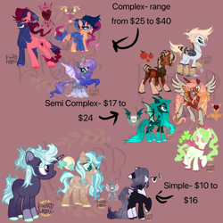 Size: 3000x3000 | Tagged: safe, artist:lordlyric, oc, oc only, alicorn, earth pony, pegasus, pony, sheep, unicorn, advertisement, base artist needed, base used, character design, commission info, concave belly, customized toy, female, horn, irl, male, mare, ocs everywhere, photo, ram, slender, solo, stallion, thin, toy