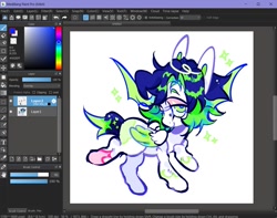 Size: 1285x1014 | Tagged: safe, artist:yuch42023, oc, oc only, oc:lime martini, pegasus, pony, big ears, bridge piercing, coat markings, colored eyebrows, colored pinnae, colored pupils, colored wings, colored wingtips, emanata, eyebrows, eyelashes, eyeshadow, floppy ears, folded wings, green eyes, lidded eyes, looking up, makeup, medibang paint, oc redesign, pegasus oc, piercing, profile, raised eyebrow, raised hoof, raised leg, short mane, short tail, simple background, smiling, solo, sparkles, spiky mane, tail, two toned mane, two toned tail, two toned wings, white background, white coat, wing fluff, wingding eyes, wings