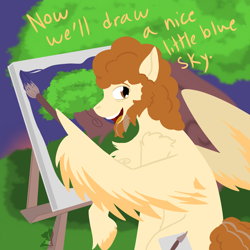 Size: 1600x1600 | Tagged: safe, artist:spectrum205, pegasus, bob ross, solo, wholesome