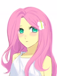 Size: 1531x2048 | Tagged: safe, artist:mlp_1121, fluttershy, human, equestria girls, g4, female, hairclip, simple background, white background