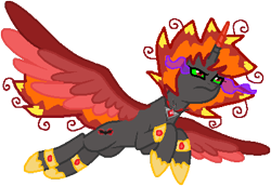 Size: 401x276 | Tagged: safe, artist:blah23z, artist:digital-dash, oc, oc:flamemore flamebringer the 3rd, alicorn, pony, adopted, adopted sibling, adopted sister, alicorn amulet, alicorn oc, april fools, april fools 2017, april fools joke, base artist:digital-dash, base used, base:digital-dash, clothes, colored horn, colored wings, curved horn, dark magic, horn, leg band, magic, not umbra, shoes, simple background, solo, sombra eyes, sombra horn, stray strand, transparent background, two toned wings, wings