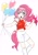 Size: 1245x1804 | Tagged: safe, artist:mlp_1121, pinkie pie, human, g4, balloon, bow, clothes, eared humanization, eyebrows, eyebrows visible through hair, female, hair bow, humanized, jersey, one eye closed, shorts, simple background, solo, tail, tailed humanization, white background