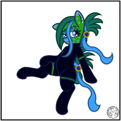 Size: 2000x2000 | Tagged: safe, artist:dice-warwick, oc, oc only, oc:tapper tablature, original species, pony, fallout equestria, fallout equestria: dance of the orthrus, beauty mark, bodysuit, clothes, ear piercing, eyebrow piercing, eyebrows, fanfic art, female, gloves, long gloves, mare, mirage pony, piercing, pipbuck, simple background, socks, thigh highs, tight clothing, tights, transparent background