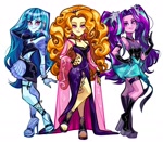 Size: 1440x1255 | Tagged: safe, artist:libbly_libby, adagio dazzle, aria blaze, sonata dusk, human, equestria girls, g4, 2d, clothes, eyeshadow, hand on hip, high heels, makeup, shoes, simple background, white background