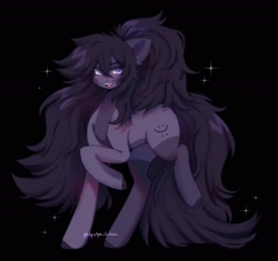 Size: 2048x1927 | Tagged: safe, artist:tyutya, oc, oc only, earth pony, pony, black background, blushing, commission, eyebrows, eyebrows visible through hair, female, mare, simple background, solo