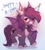 Size: 1846x2048 | Tagged: safe, artist:tyutya, oc, oc only, oc:pestyskillengton, bat pony, pony, abstract background, chest fluff, choker, ear fluff, eyebrows, eyebrows visible through hair, female, gradient background, hat, mare, one eye closed, party hat, party horn, solo, wink